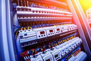 Voltage,Switchboard,With,Circuit,Breakers.,Electrical,Background Voltage,Switchboard,With,Circuit,Breakers.,Electrical,Background